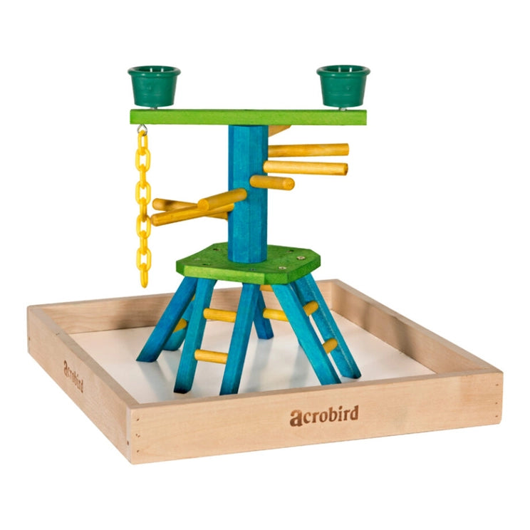 14" Bird Pyramid Playland 2-kopjes vogelspeelgoed Featherland Paradise